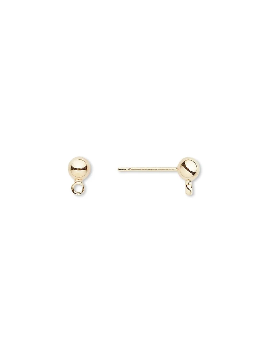10 Gold 4mm Wide Ball Ear Studs Posts Earring Findings